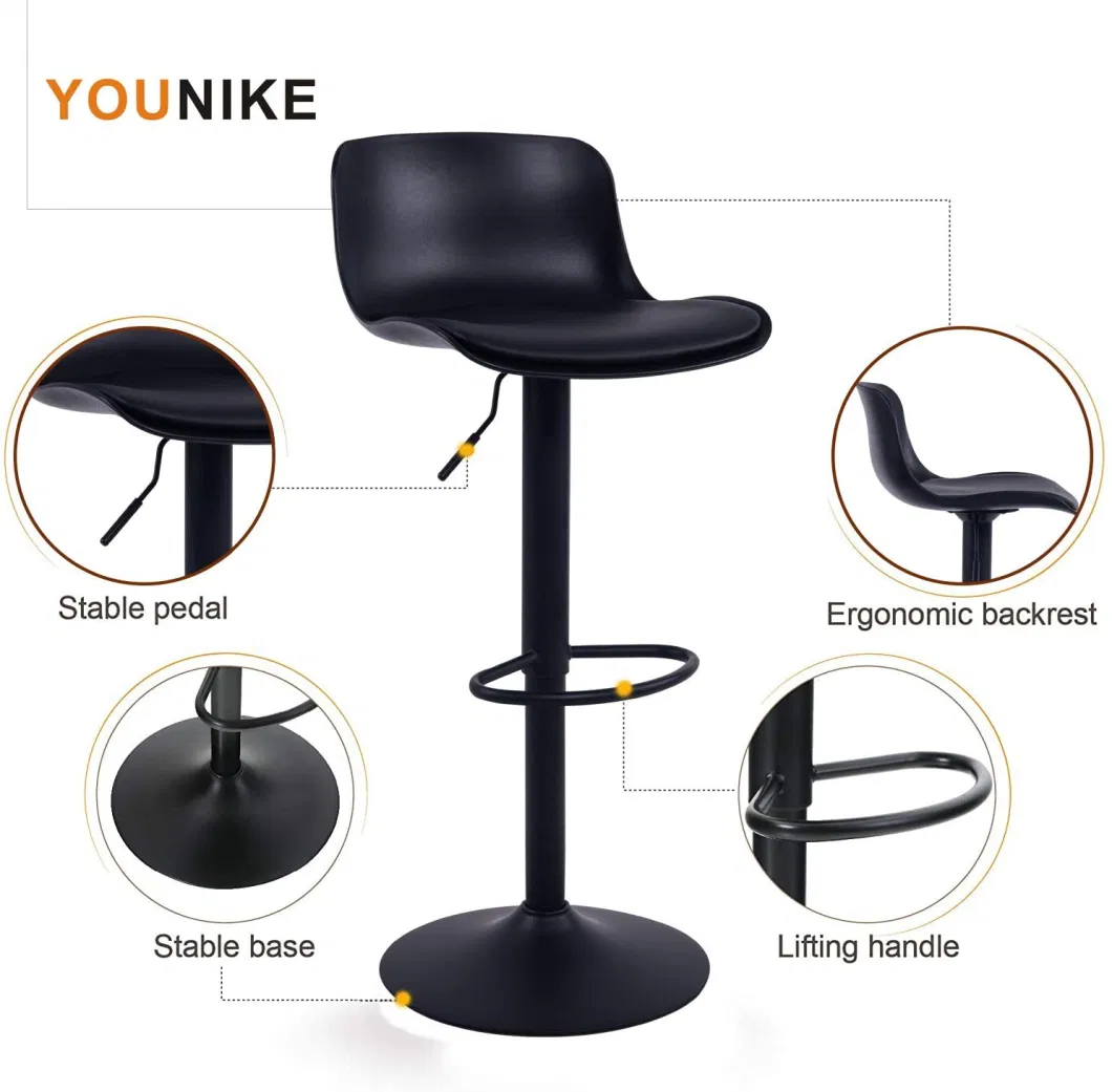 Modern Design Bar Stools with Adjustable Height and 360° Rotation, Ergonomic Streamlined Polypropylene High Bar Stools for Bar Counter, Kitchen and Home