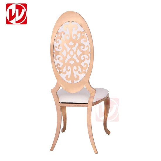 Cadeiras de jantar de aço inoxidável douradas em couro PU branco para casamentos em salas de banquetes de restaurantes em casa de hotel