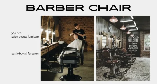  Venda direta da fábrica de cadeiras de barbeiro antigas pretas;  Equipamentos e suprimentos de barbeiro para barbearia;  Móveis de beleza para salão de cabeleireiro