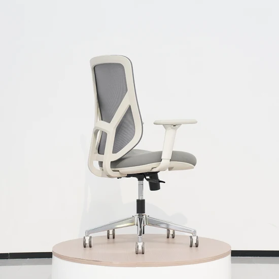 2023 Novos produtos Cadeira de malha com encosto médio em estrutura cinza Cadeiras giratórias de malha para escritório